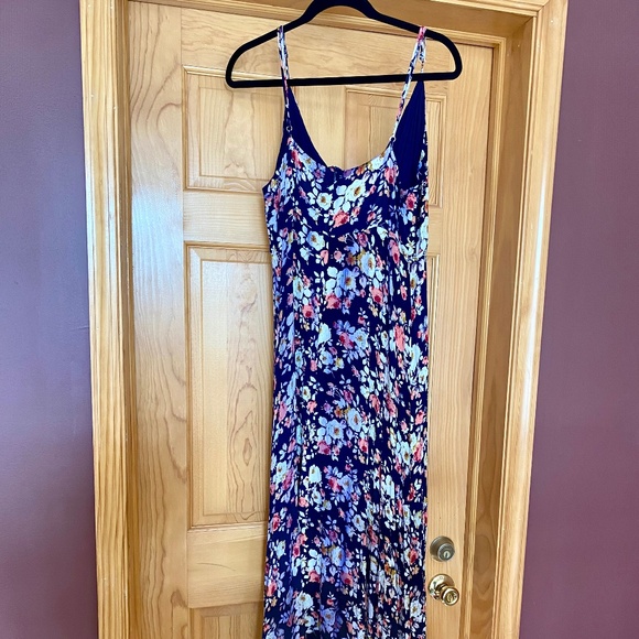 Lulus XL Everlasting Bliss Flowy Blue Floral Print Maxi Dress Long Party Date - Picture 7 of 9